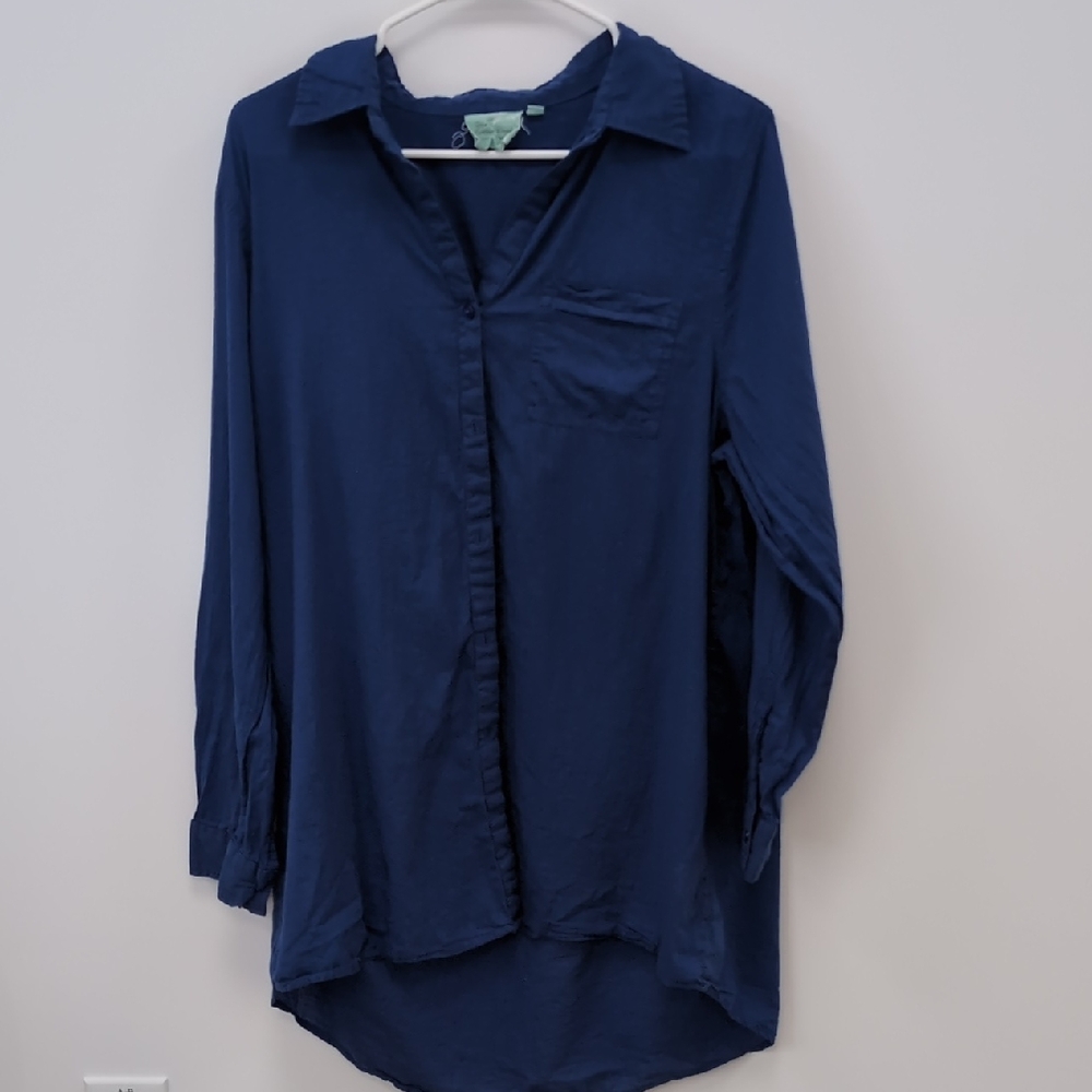 Royal Blue Button Cover Up